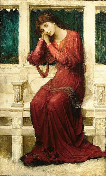 John Melhuish Strudwick When Sorrow comes to Summerday Roses bloom in Vain china oil painting image